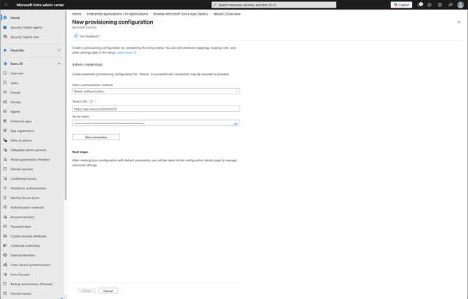 Entra scim admin credentials
