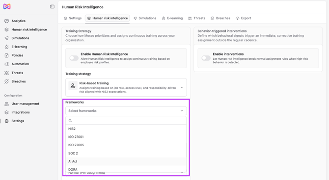 HRI Settings Expanded Frameworks