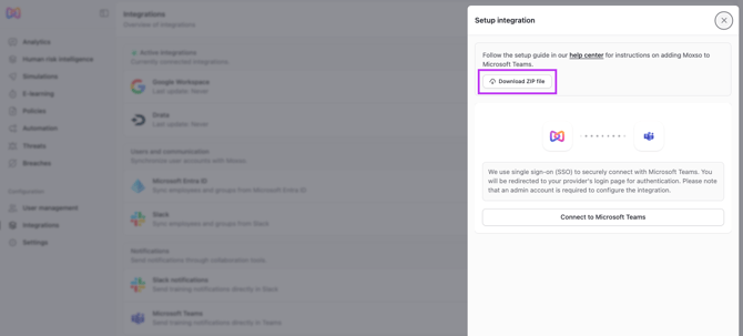 Microsoft Teams side panel zip file