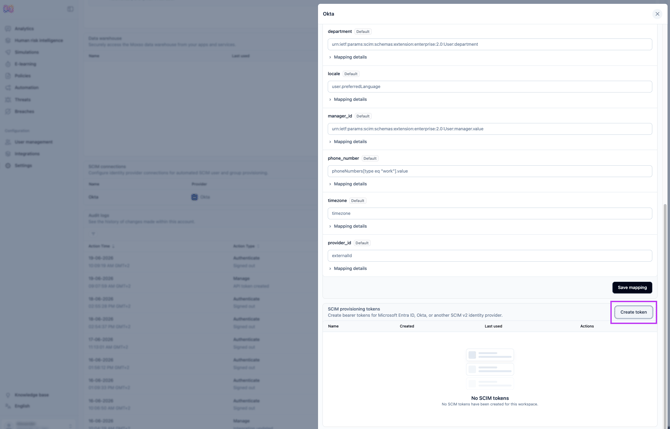 Moxso SCIM Create Token