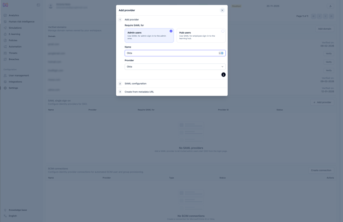 Okta Saml Setup Initial Screen
