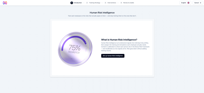 Moxso HRI Onboarding Flow First screen