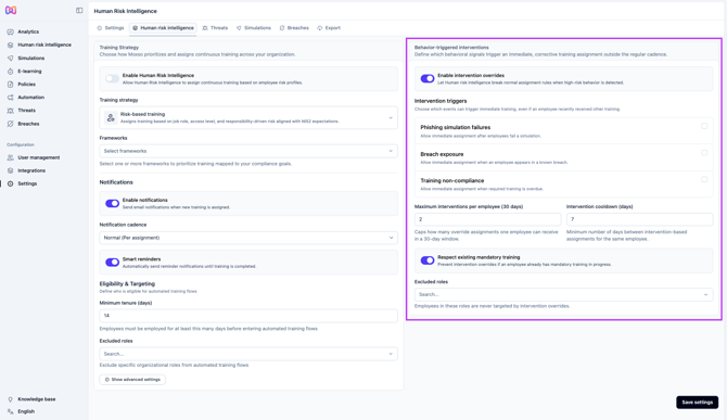 Moxso HRI Interventions Settings